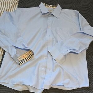 Authentic Burberry Men's Light Blue Dress Shirt Size L